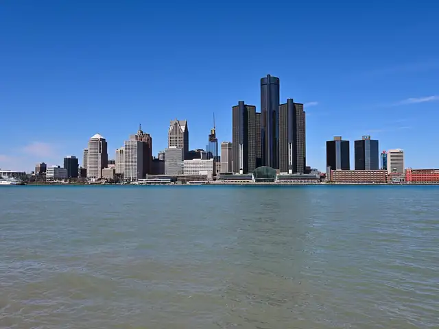 Detroit skyline across the Detroit River